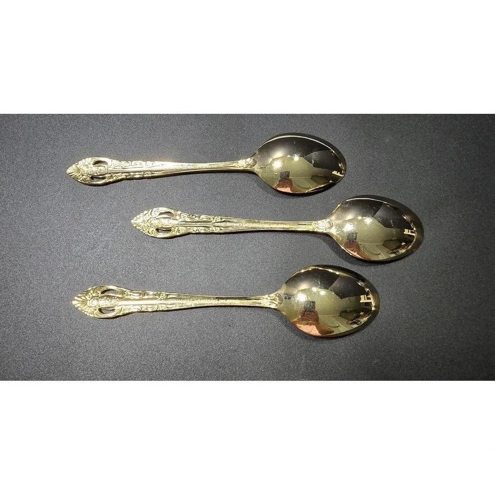 Vintage Gold Plated Hampton Silversmith Gold Plated TBSP/ Oval Soup Spoons...